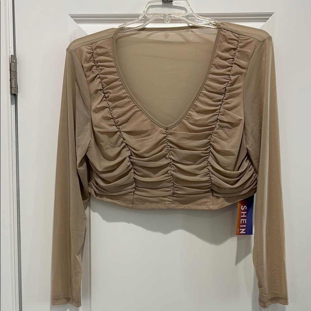 SHEIN Women's Tan Ruched Top